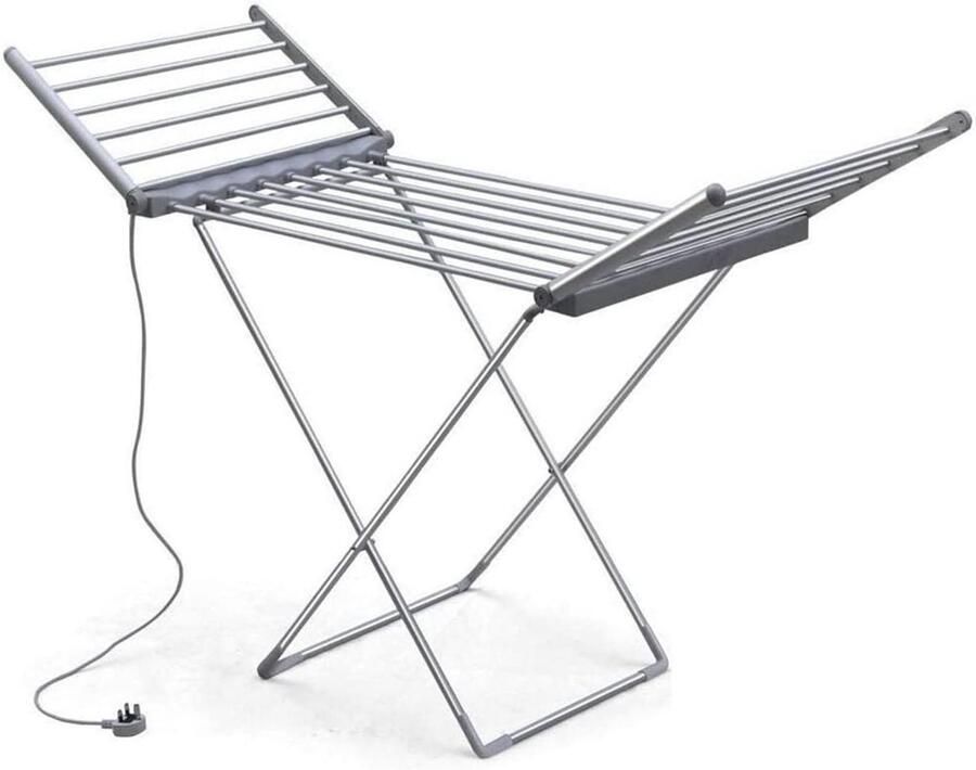 Opvouwbaar Wasrek Droogrek Elektrisch Kleding Drogen Aluminium Legering 147cm Zilver
