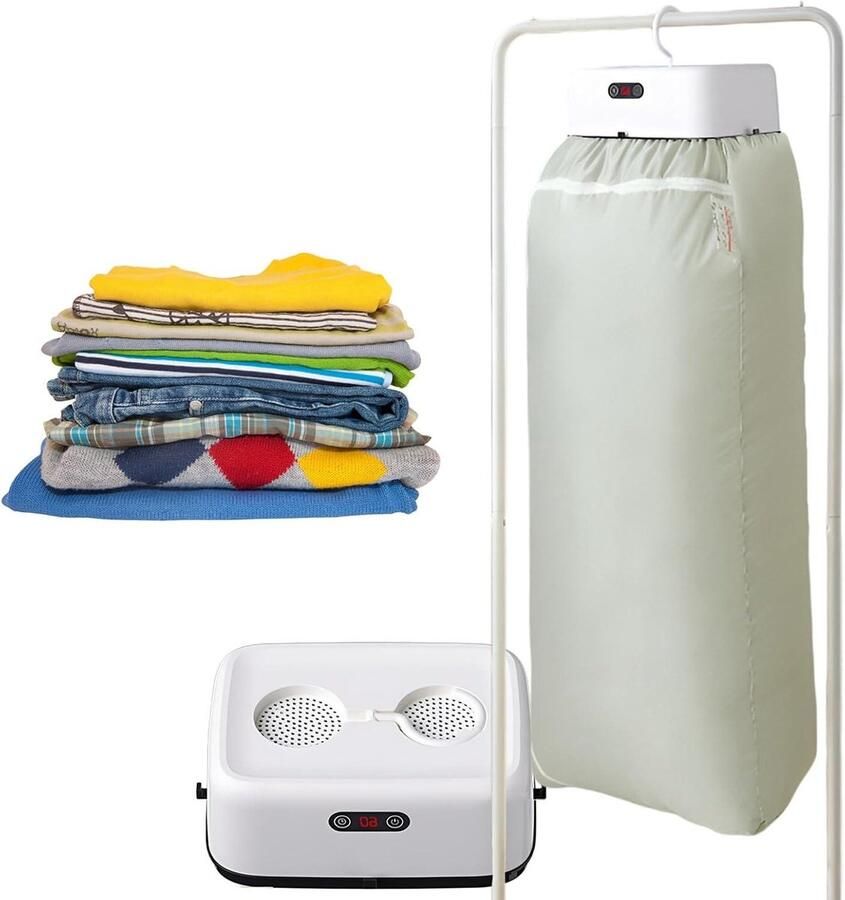 Opvouwbare Kledingdroger Draagbare Stomer Kleding Drogen 360° Hete Lucht Tot 9 stuks Wit