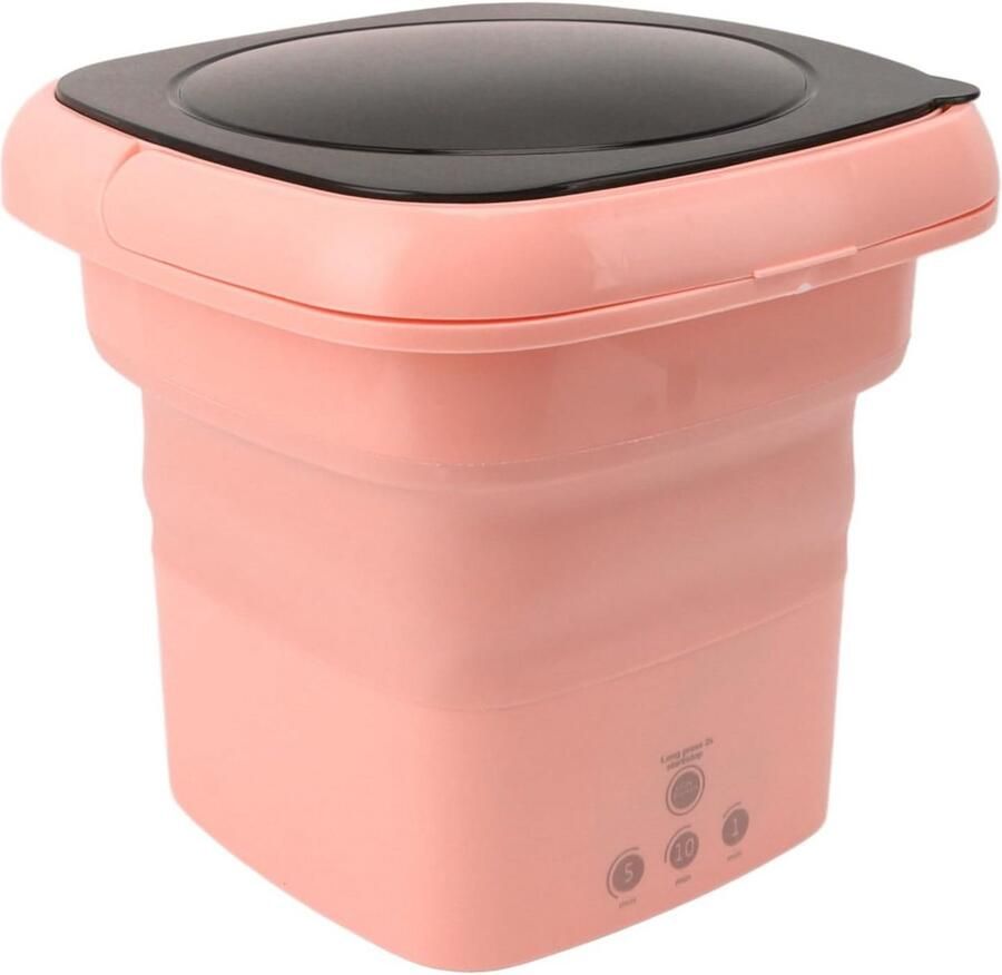 Opvouwbare Mini Draagbare Wasmachine met Hoge Snelheidsmotor voor Camperreizen en Appartementwas (Roze)