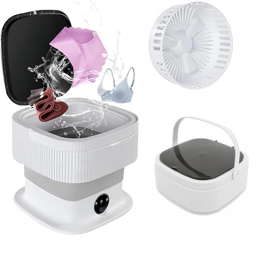 Opvouwbare mini-wasmachine 40 W halfautomatisch elektrische reiswasmachine met 3 reinigingsmodi draagbare wasmachine voor ondergoed en campers grijs