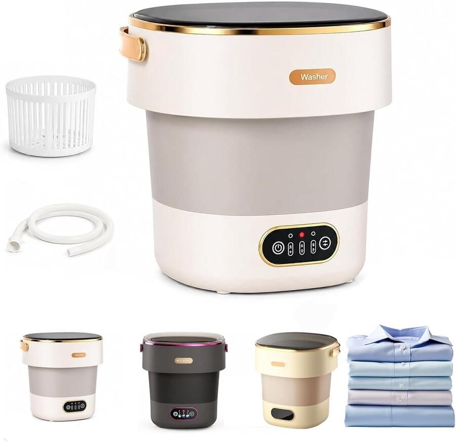Opvouwbare Mini Wasmachine Compacte Centrifuge Kleine Wasjes Drie Wascycli 13L Capaciteit Grijs