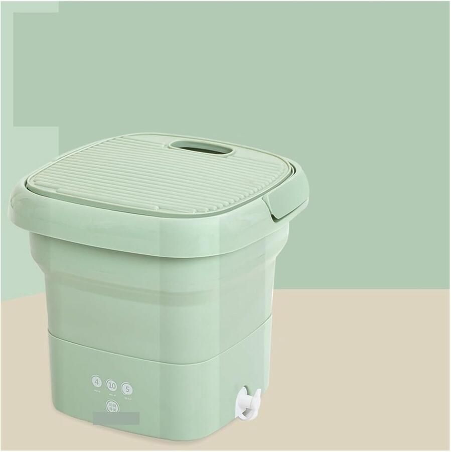 Opvouwbare Mini Wasmachine Compacte Wasbak Kleding Wassen Met Droogemmer 2200 Gram Groen