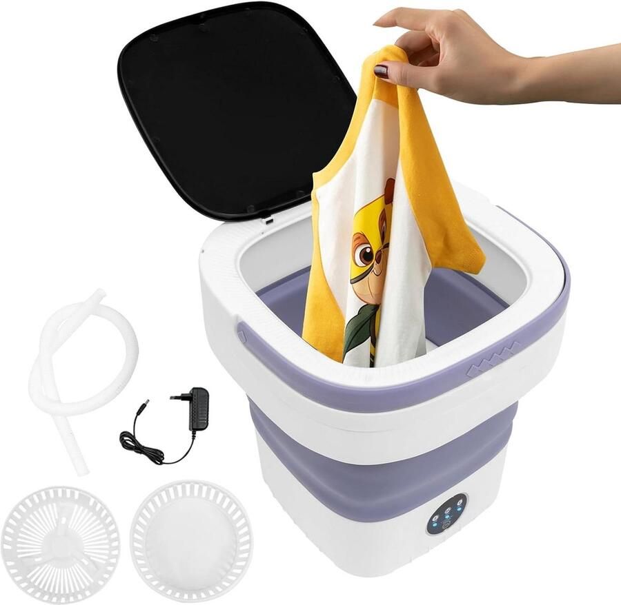 Opvouwbare Mini Wasmachine Compacte Wasmachine Kleine Kleding Wassen Gesimuleerd Handwaswiel 12 Liter Capaciteit Lila