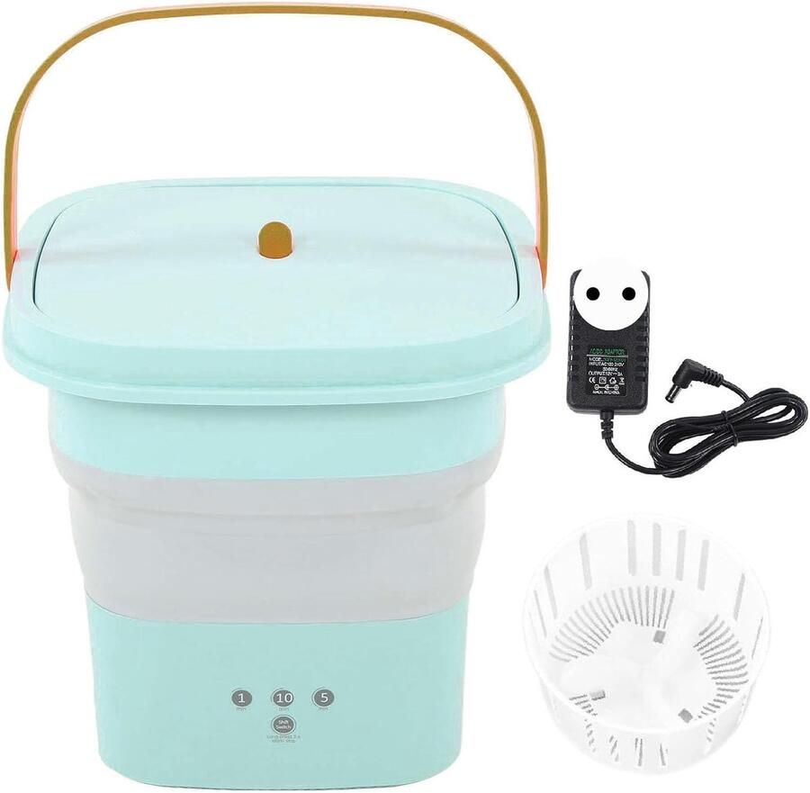 Opvouwbare Mini-wasmachine Compacte Wasmachine Kleine Wasjes Met Afvoermand Grote Capaciteit Blauw groen