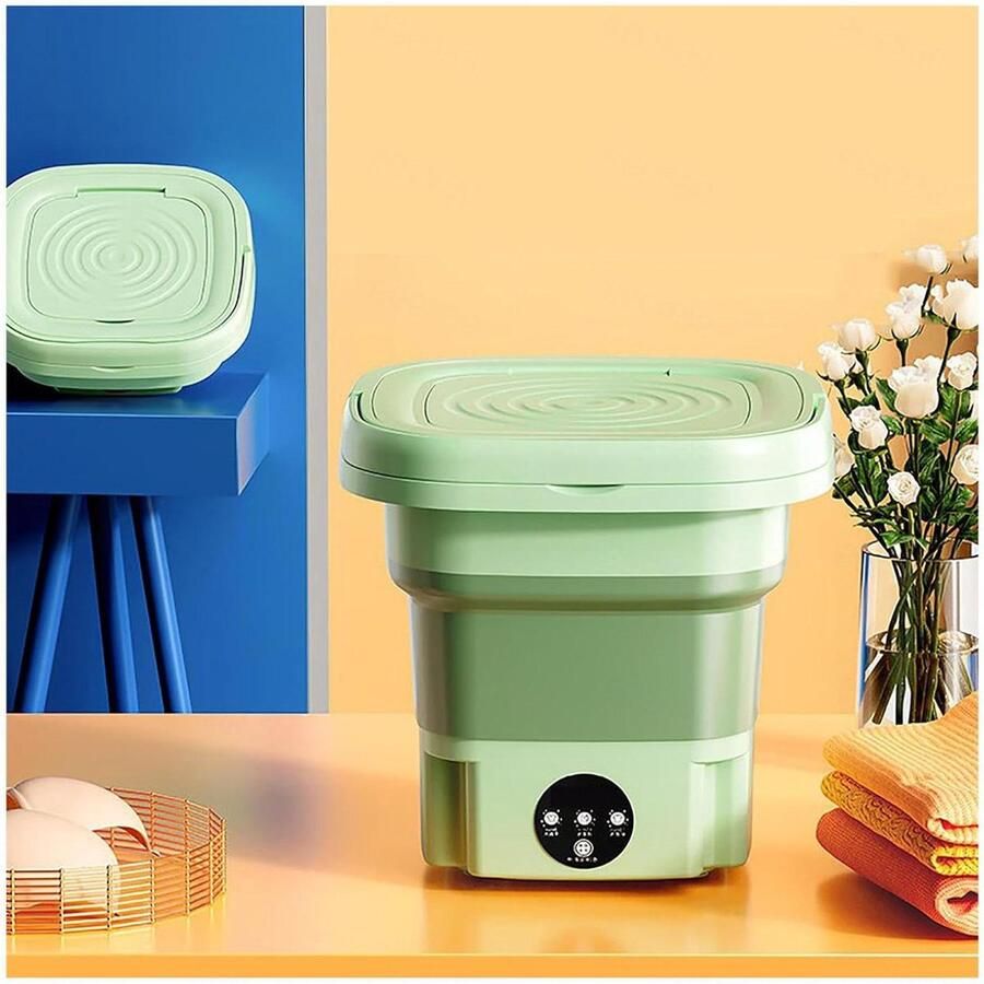Opvouwbare Mini Wasmachine Compacte Wasmachine Persoonlijk Wassen Met Blu-Ray 8 Liter Capaciteit Groen