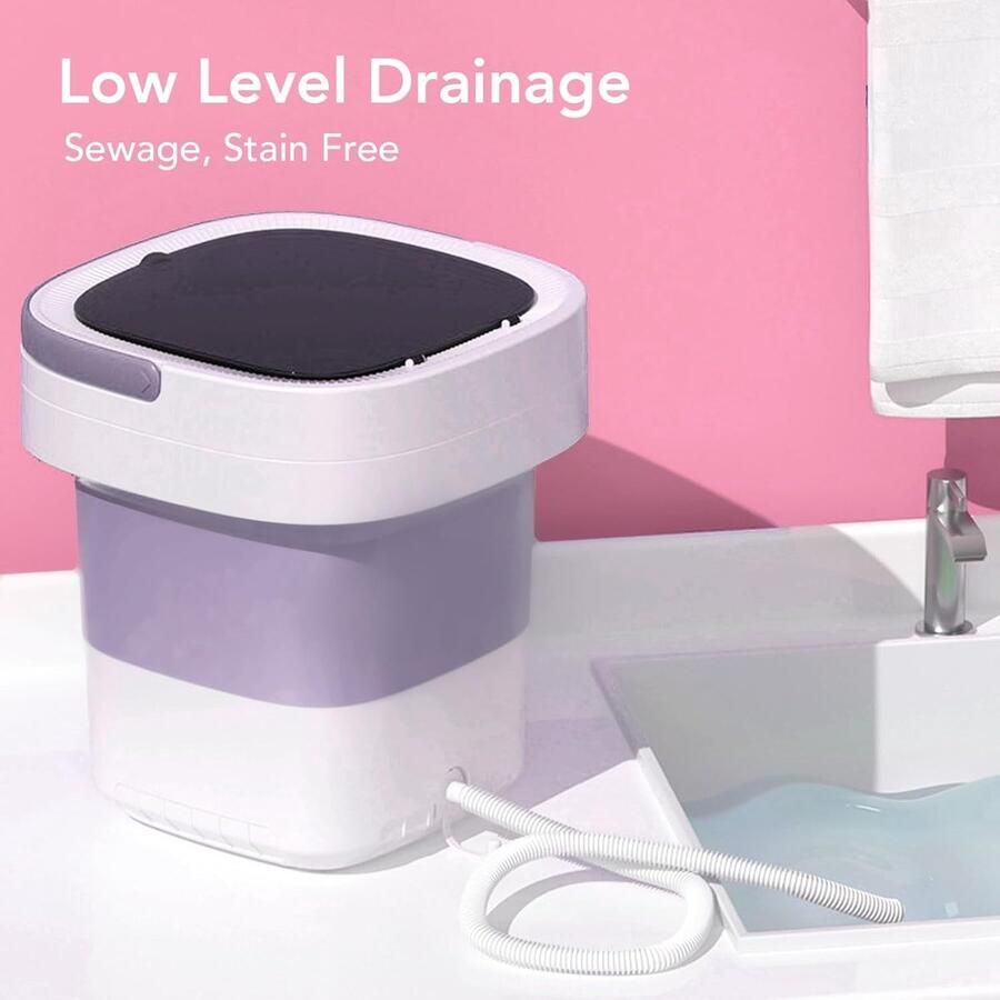 Opvouwbare Mini Wasmachine Draagbaar met Centrifuge voor Kleine Ruimtes en Camping