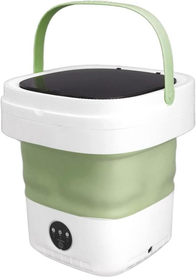 Opvouwbare Mini Wasmachine Draagbare Emmer Wasmachine Kleine Wasjes Draaien Zacht Centrifugeren Compact Formaat Groen