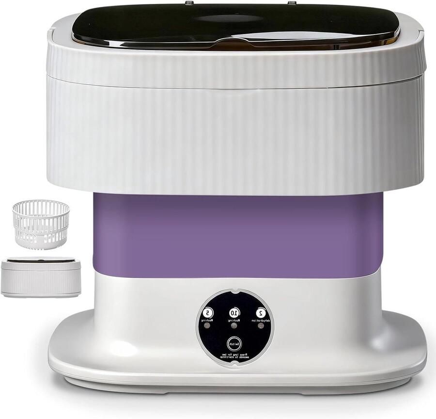 Opvouwbare Mini-wasmachine Draagbare Wasmachine Camping Ruimtebesparend Wassen Met Touchscreen Bediening 10 Liter Paars