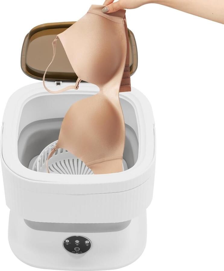 Opvouwbare Mini Wasmachine Draagbare Wasmachine Campingwasmachine Kleine Wasjes Draaien Gesimuleerd Handwaswiel 10 Liter 30x30x14cm Grijs