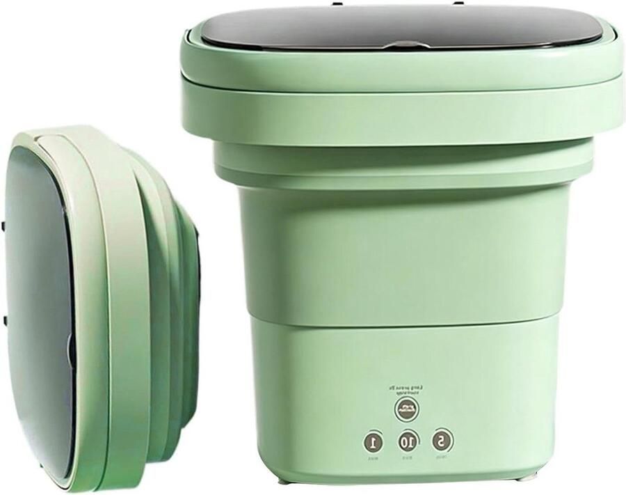 Opvouwbare Mini Wasmachine Draagbare Wasmachine Kleding Reinigen Met Afvoermand 6 Liter Groen