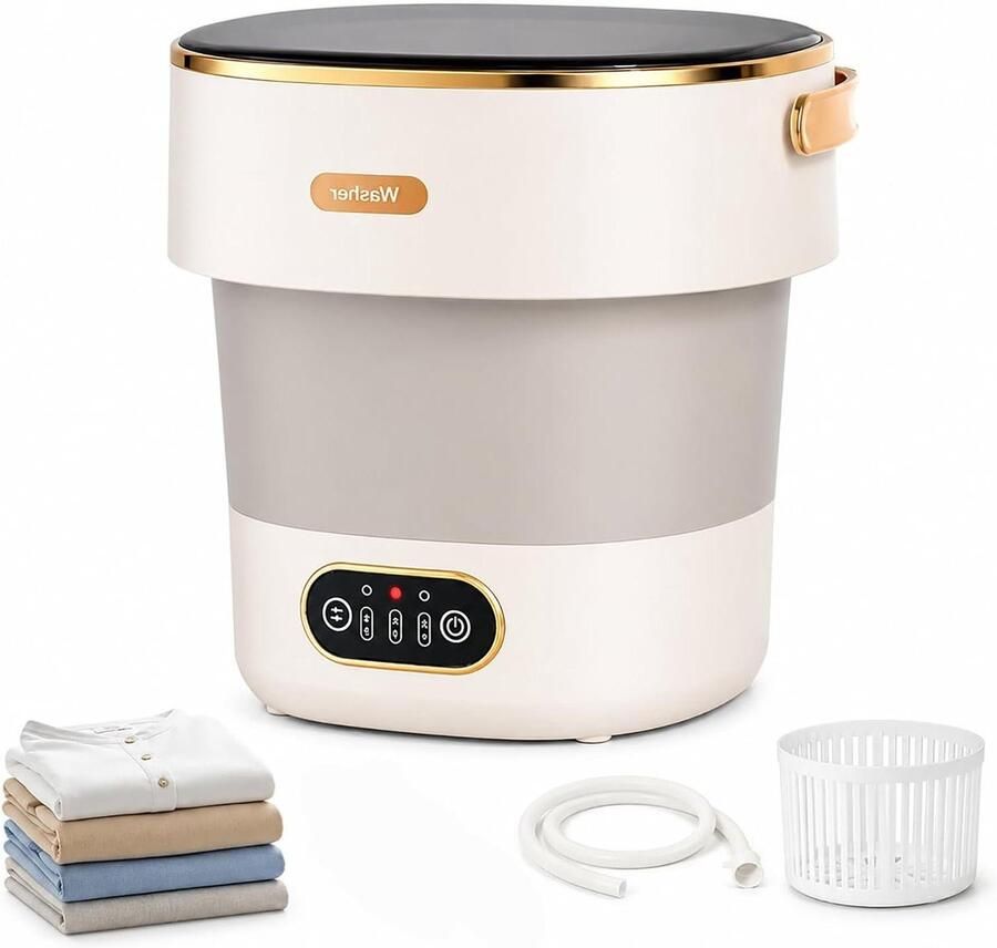 Opvouwbare Mini-wasmachine Draagbare Wasmachine Kleine Wasmachine Reizen en Camping 13L Capaciteit met Centrifuge 2.4 kg Grijs