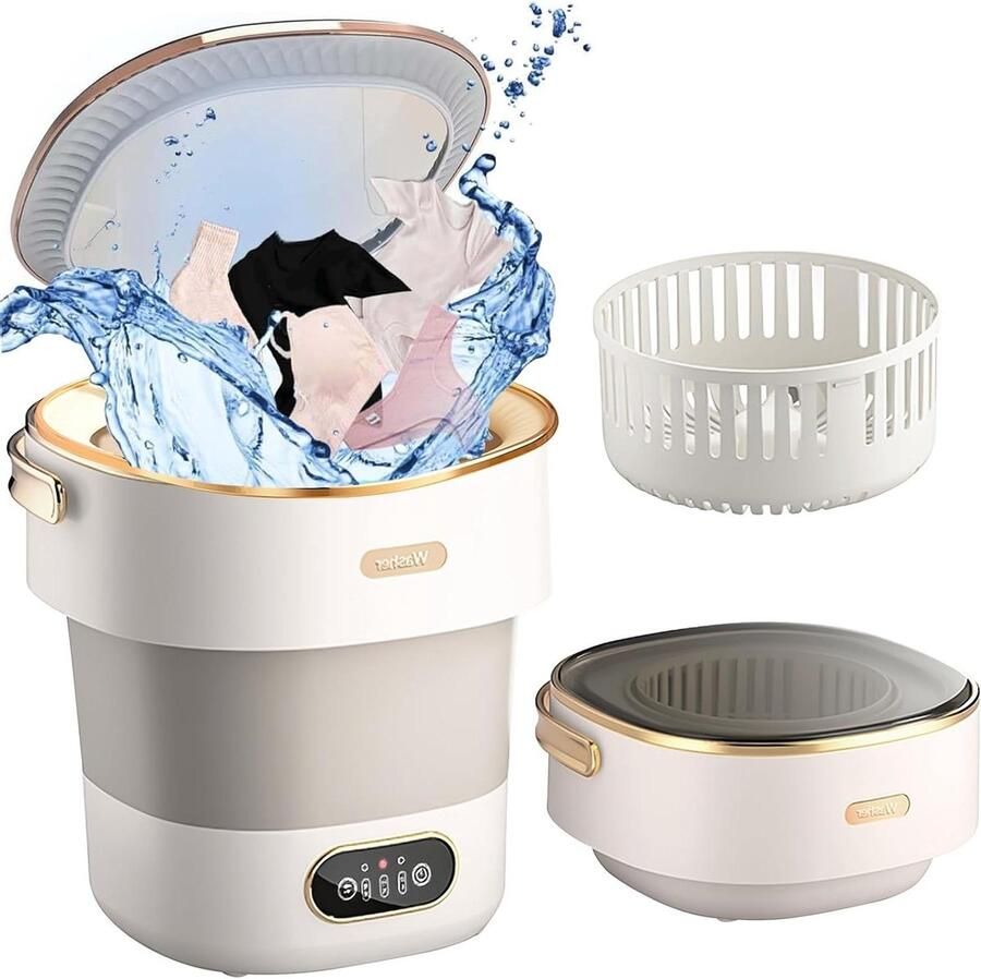 Opvouwbare Mini-wasmachine Draagbare Wasmachine Mobiel Kleine Kleding Wassen Ultrasone Reiniging Turbine 15 Liter 32 cm Grijs