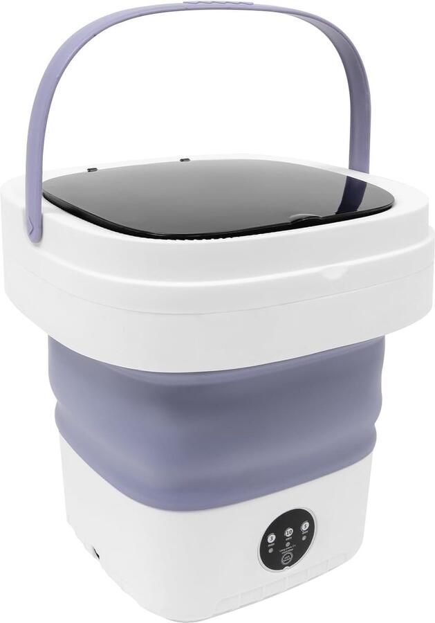 Opvouwbare Mini-wasmachine Reiswasmachine Camping Klein Wassen Twee-in-één Design 12 liter Lila