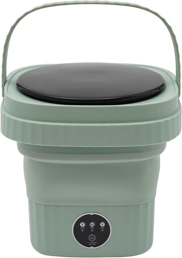 Opvouwbare mini-wasmachine Reiswasmachine draagbaar Kleine kleding wassen Blauw licht antibacterieel 6 Liter capaciteit Groen