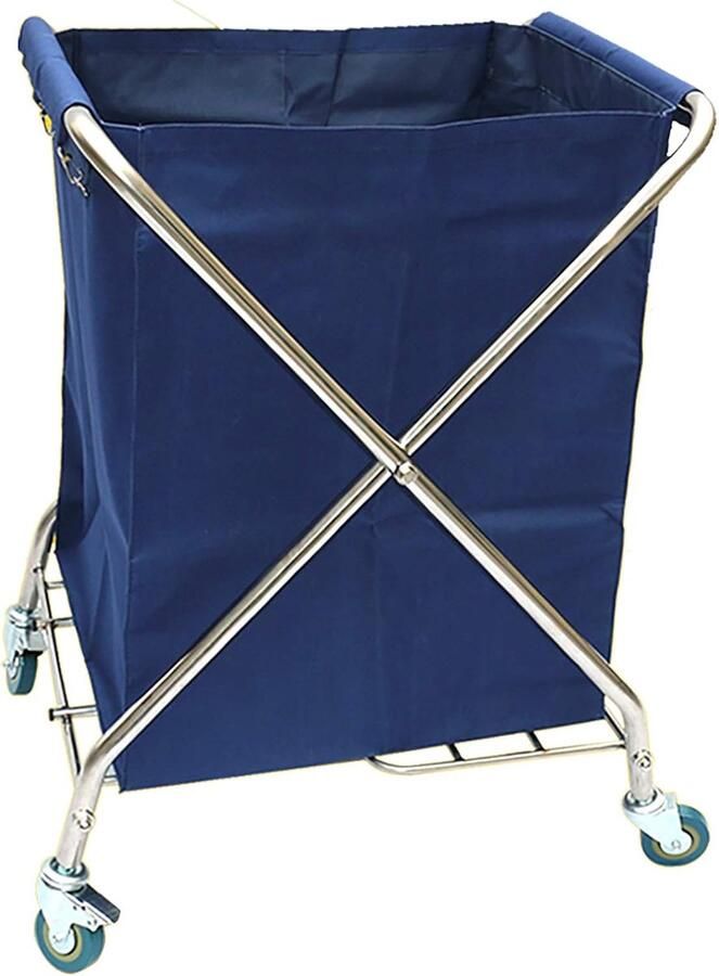 Opvouwbare Was Kar Draagtas Was Sorteren Afsluitbare Wielen 60x60x80cm Blauw