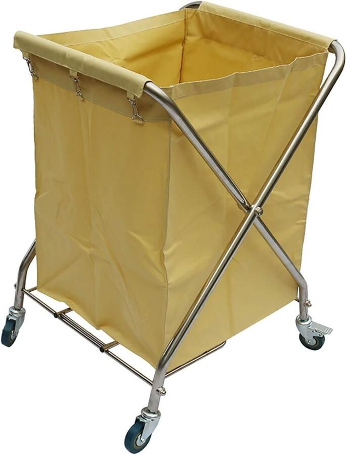 Opvouwbare Was Kledingkar Draagbare Mand Efficiënt Sorteren Vergrendelbare Wielen 60x60x80cm Geel