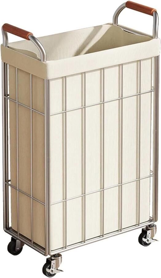 Opvouwbare Wasbak Wasmand met Wielen Ruimte Besparen Slank Compact Ontwerp 35 x 19 x 55 cm