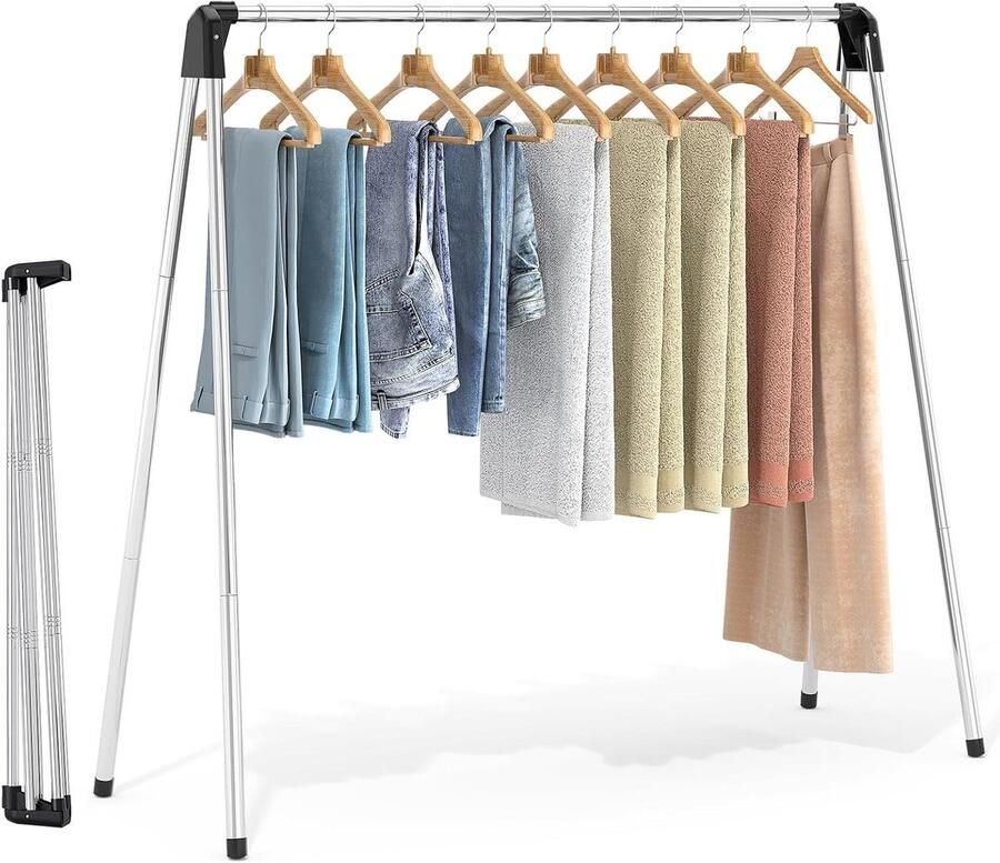 Opvouwbare Wasdroger Droogrek Inklapbaar Kleding Drogen Roestvrij Staal Groot Blauw