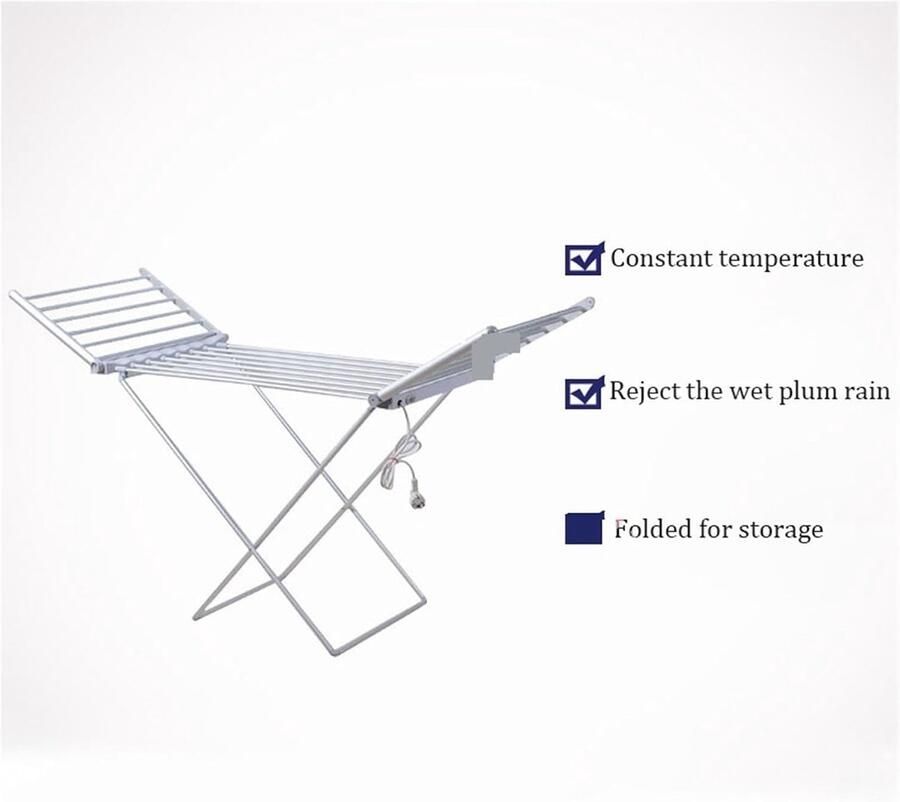 Opvouwbare Wasdroger Elektrisch Droogrek Kleding Drogen Constante Temperatuur 15 kg Draaglast Zilver