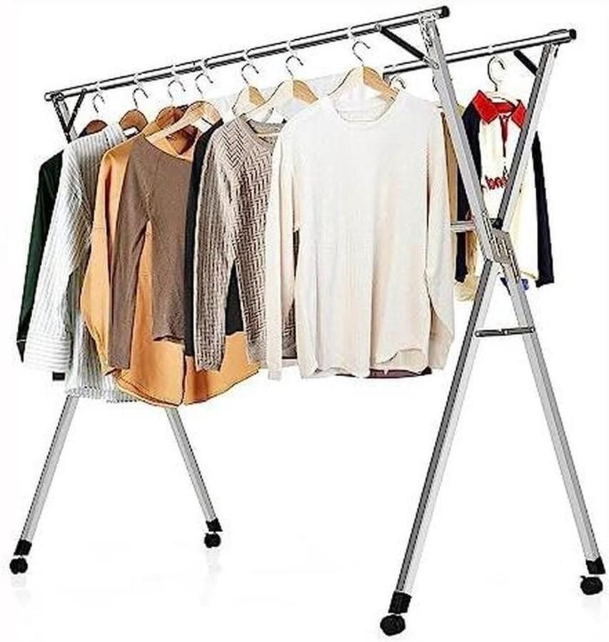 Opvouwbare Wasdroger Kledingrek RVS Kleding Drogen Ruimtebesparend Ontwerp 10 kg Draagkracht Zilver