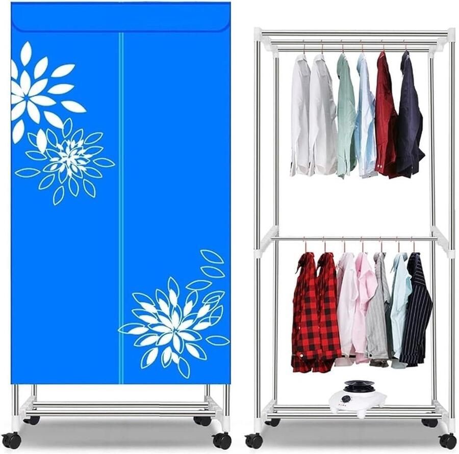 Opvouwbare Wasdroger Mini Droogrek Snel Kleding Drogen Roestvrij Stalen Frame 70x45x145cm Blauw