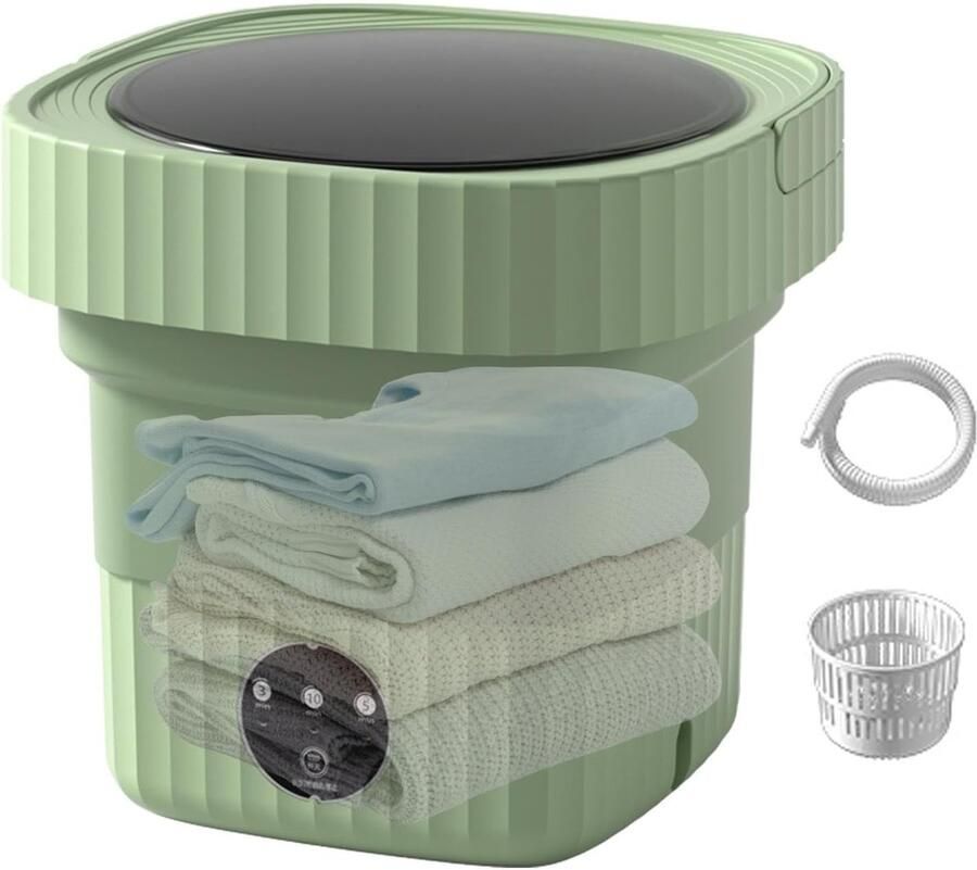Opvouwbare Wasmachine Compacte Wasmachine Moeiteloos Wassen Volautomatisch Ontwerp 6 Liter Capaciteit Groen