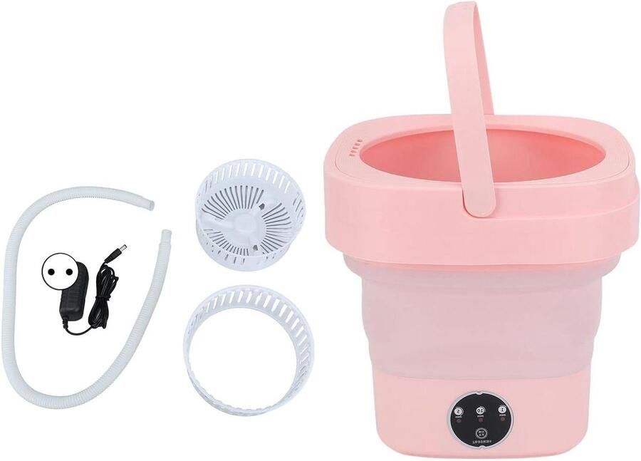 Opvouwbare Wasmachine Compacte Wasmachine Reizen en Kamperen Volautomatisch Ontwerp 6.5 Liter Capaciteit Roze