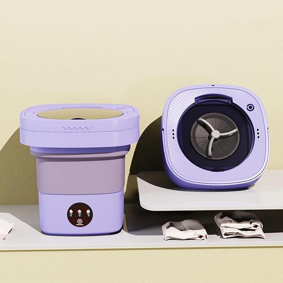 Opvouwbare Wasmachine Compacte Wasser Kleine Ruimtes Geïntegreerde Was-Droogcombinatie 12 Liter Capaciteit Paars