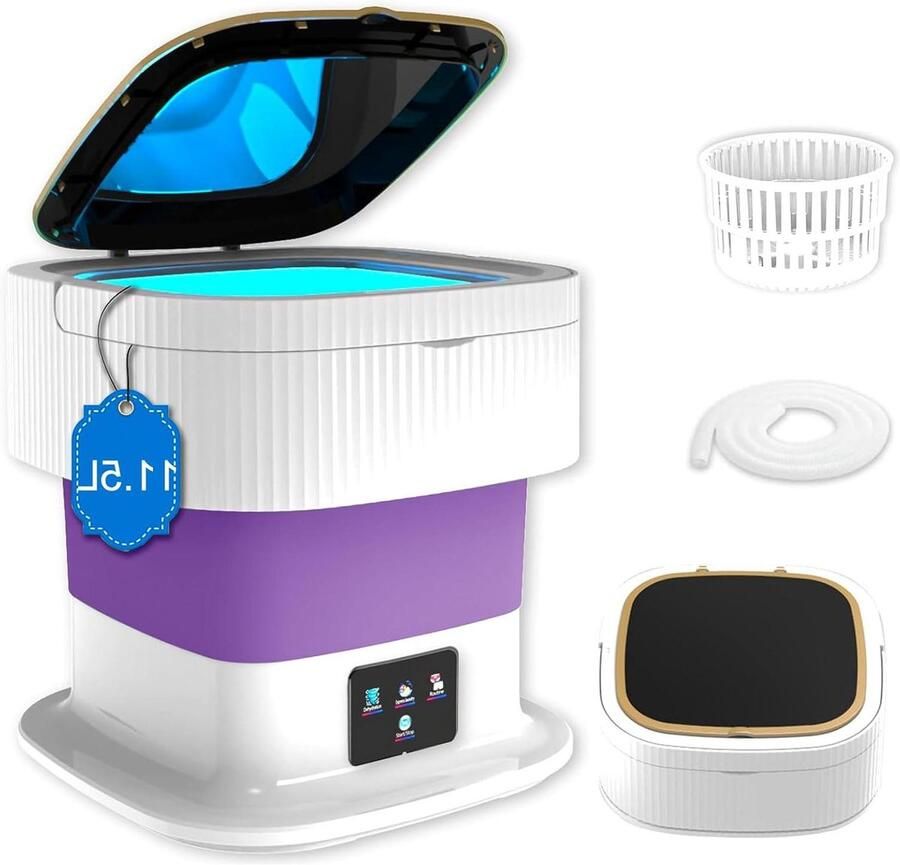 Opvouwbare wasmachine Draagbare mini Reizen en thuis Halfautomatisch ontwerp 115 liter capaciteit Paars