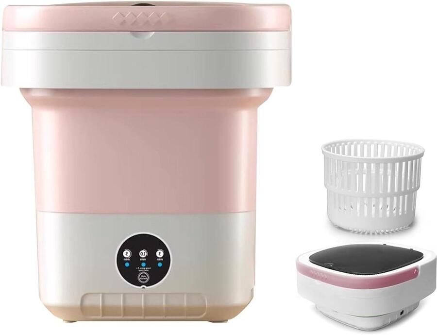 Opvouwbare wasmachine Draagbare mini washer Kleding wassen Met draaimand 12 liter Roze