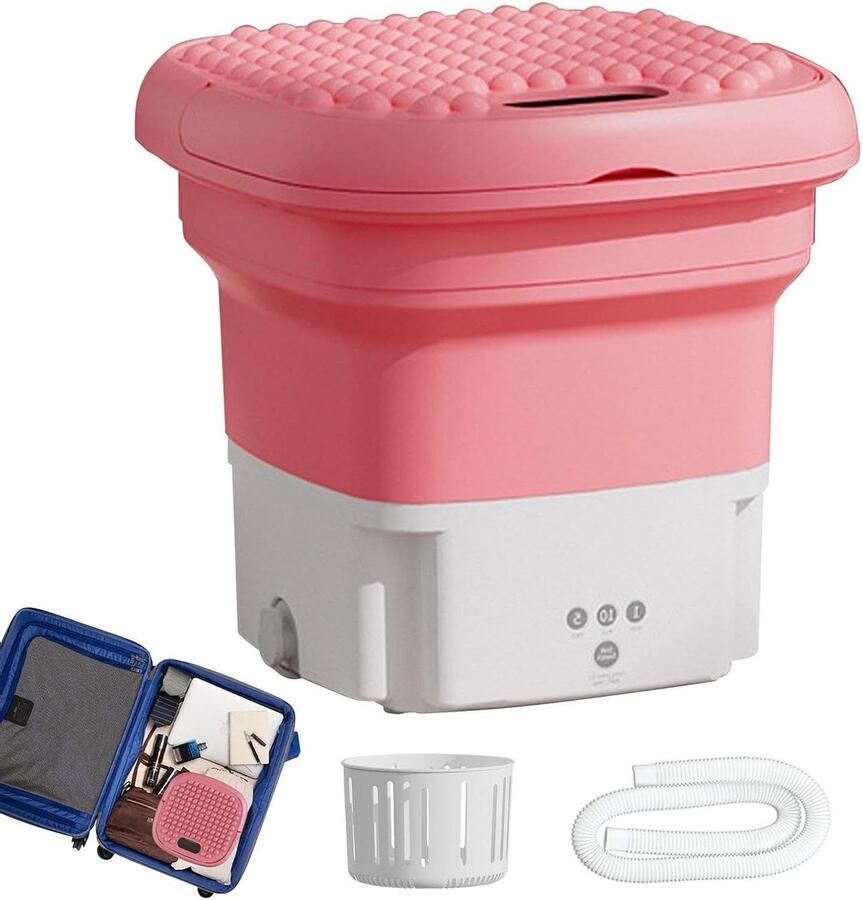 Opvouwbare wasmachine Draagbare reiniger Kleine was doen Ultrasone turbinetechnologie 28 liter capaciteit Roze afvoer blauw