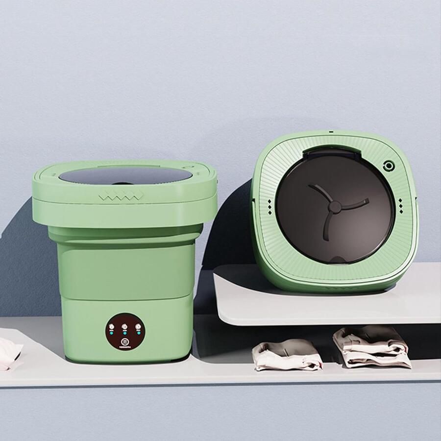 Opvouwbare Wasmachine Draagbare Wasmachine Kleine Wasjes Doen Geïntegreerde Was-Droogcombinatie 12L Capaciteit Groen