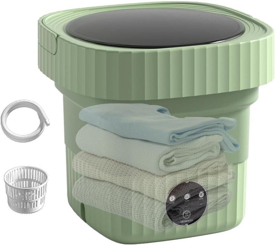 Opvouwbare Wasmachine Draagbare Wasmachine Kleine Wasjes Doen Volautomatisch Opvouwbaar 6 Liter Groen