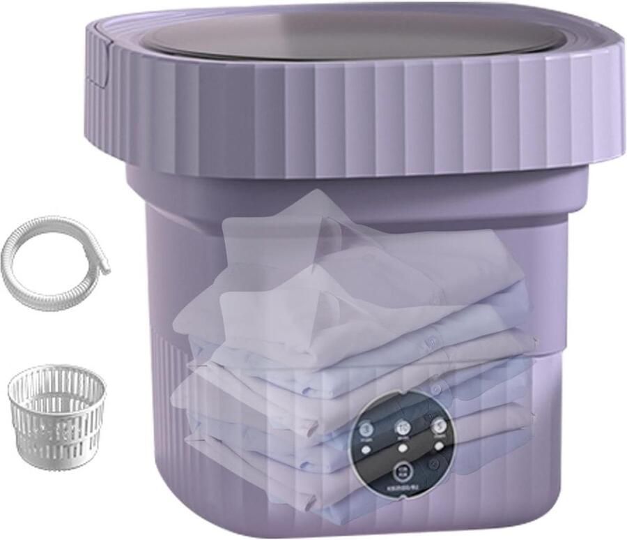 Opvouwbare Wasmachine Draagbare Wasmachine Kleine Wasjes Ruimtebesparend Ontwerp 6 Liter Inhoud Paars