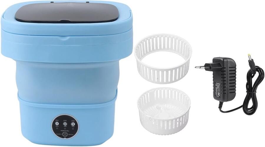 Opvouwbare Wasmachine Mini Emmer Ondergoed Wassen Geïntegreerd Ontwerp 6 Liter Blauw