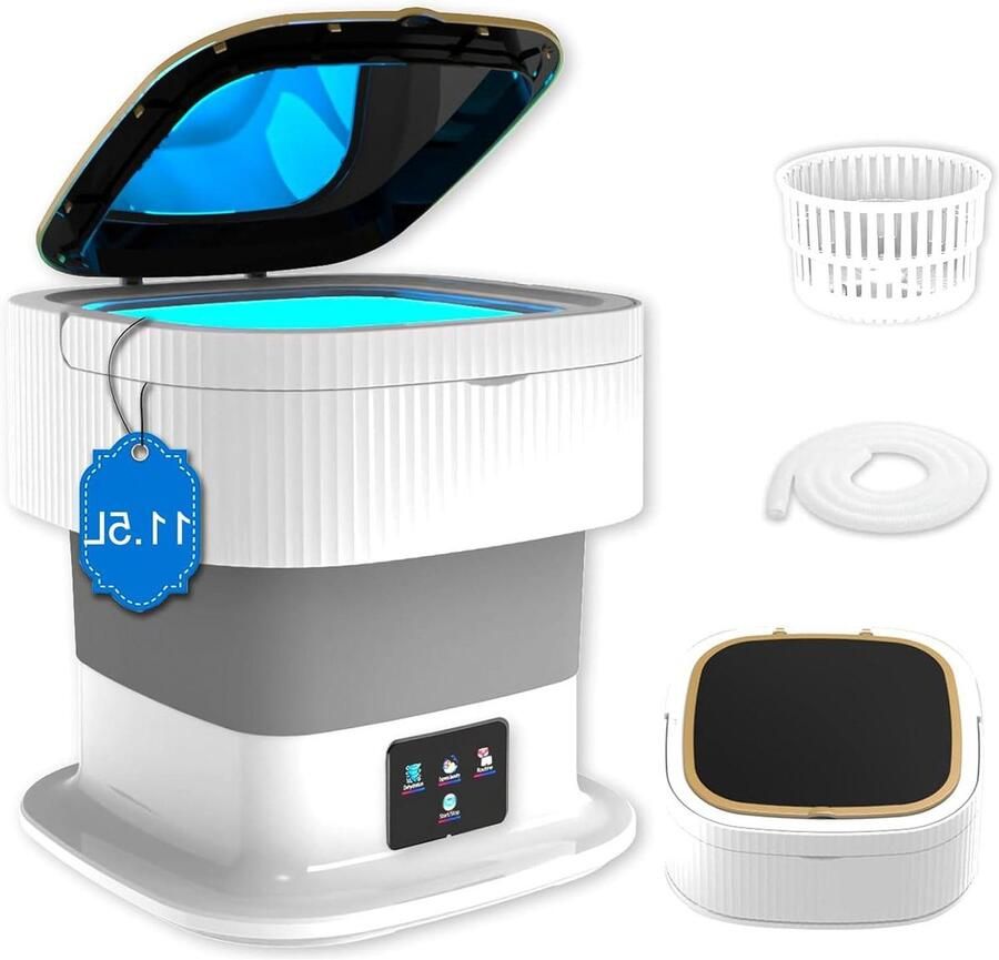 Opvouwbare wasmachine Mini wasapparaat Reizen en thuis Halfautomatisch ontwerp 115 liter capaciteit Wit