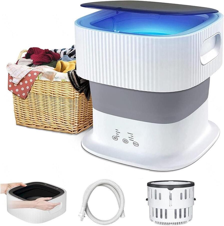 Opvouwbare Wasmachine Mini Washer Kleine Was Met Centrifuge 9 Liter Wit