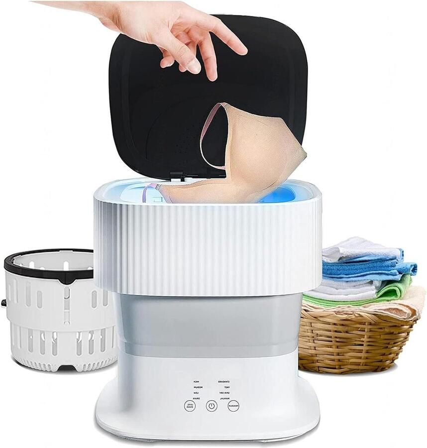 Opvouwbare Wasmachine Mini Wasmachine Apart Wassen Automatisch Water 9L Capaciteit Wit