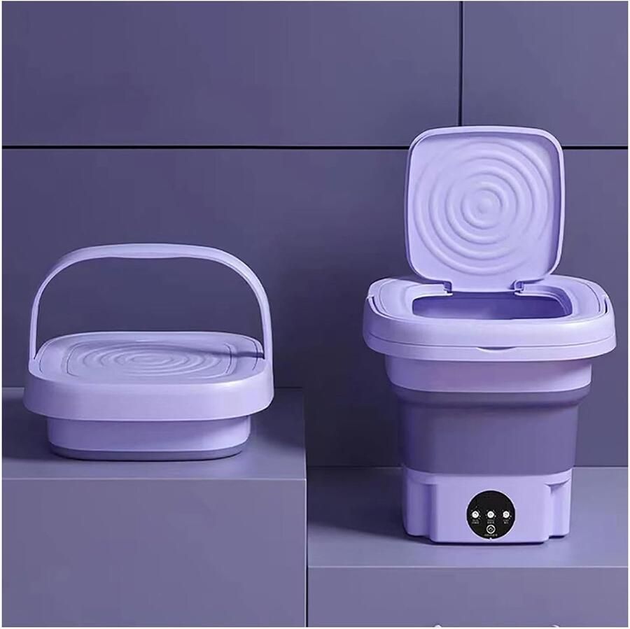 Opvouwbare Wasmachine Mini Wasmachine Draagbaar Babykleding Wassen Met Blu-Ray 8L Capaciteit Paars