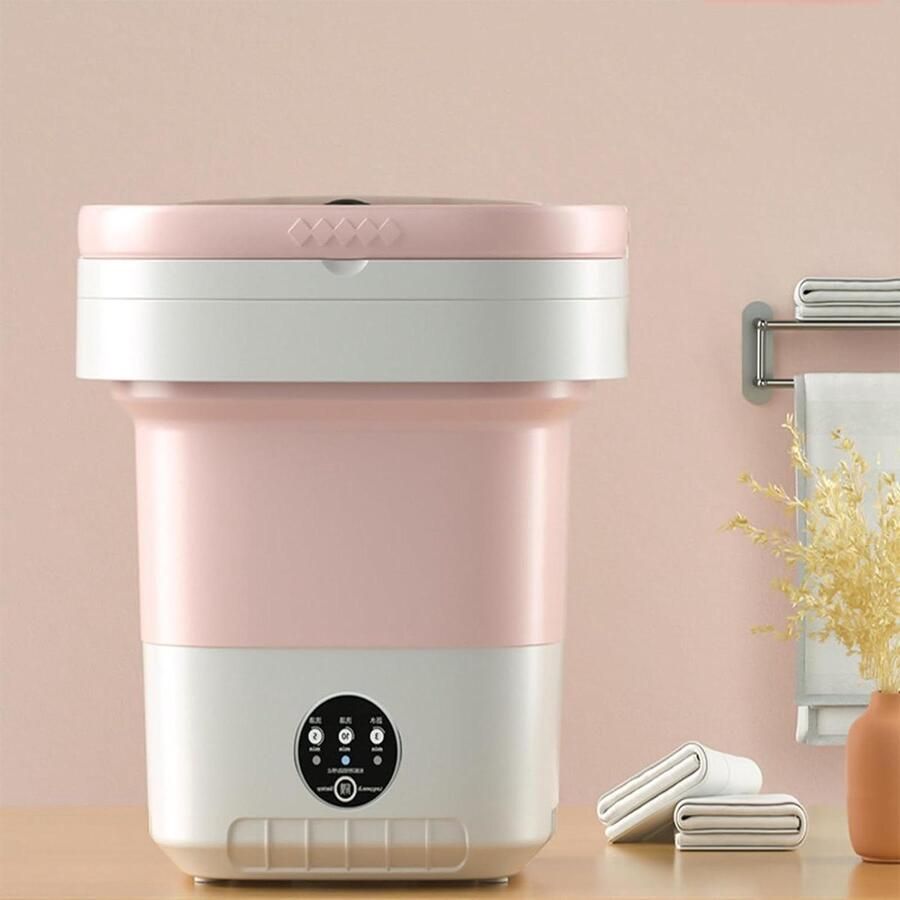 Opvouwbare Wasmachine Mini Wasmachine Draagbaar Kleine Wasjes Doen Geïntegreerde Was-Droogcombinatie 12 Liter Roze