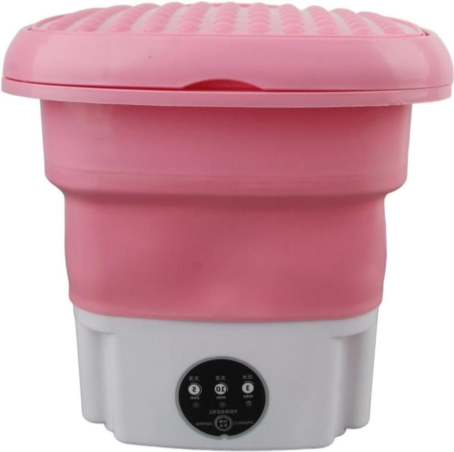 Draagbare wasmachine Opvouwbare mini Kleine wasjes doen Opvouwbaar ruimtebesparend Compact formaat Roze