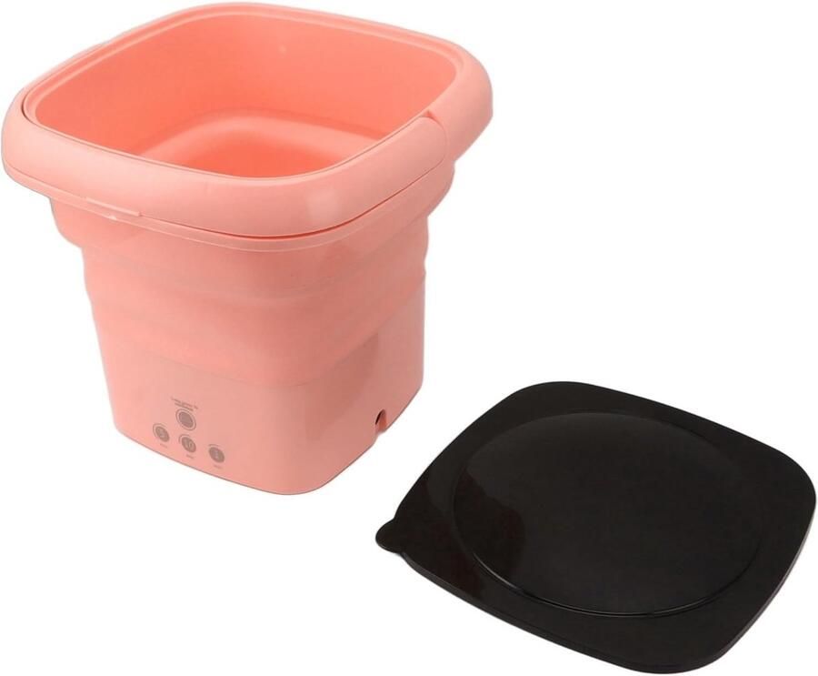 Opvouwbare Wasmachine Mini Wasmachine Emmer Compact Wassen Ingebouwde Dehydrator 30 x 28 x 17 cm Roze