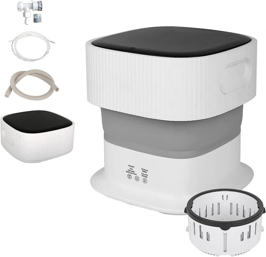 Opvouwbare Wasmachine Mini Wasmachine Hygiënisch Wassen Zilverionen Ontwerp 9L Capaciteit Blauw Licht