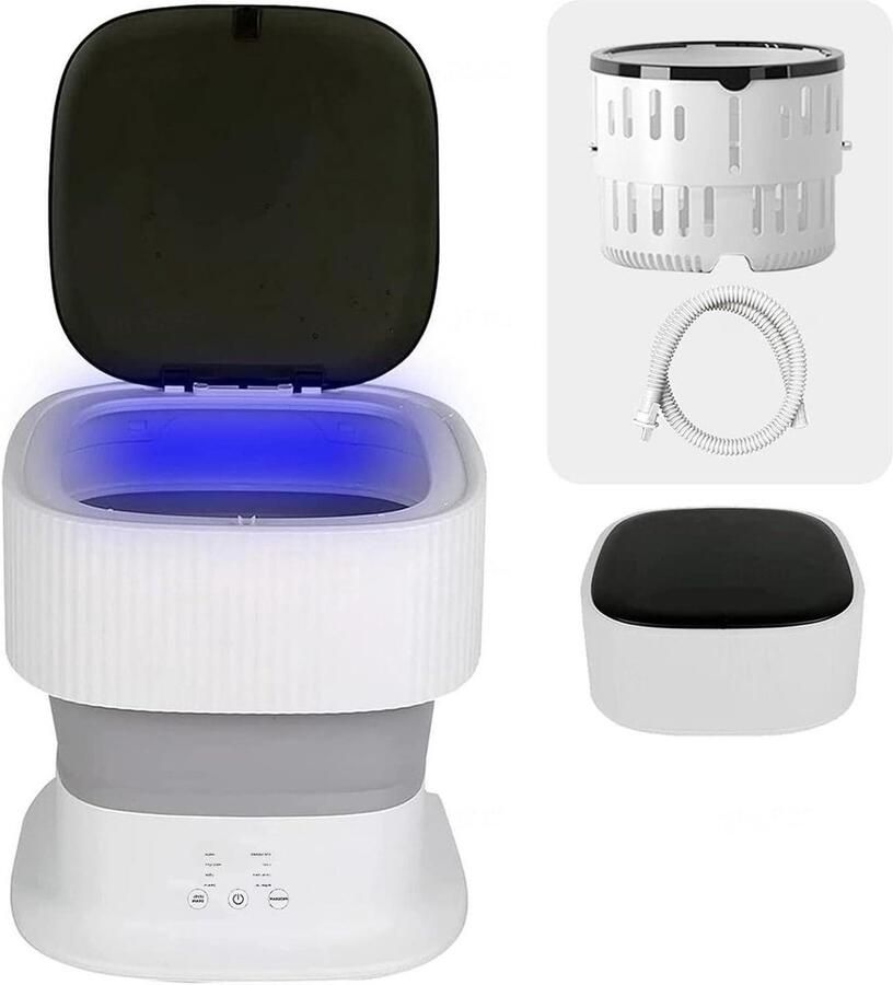 Opvouwbare Wasmachine Mini Wasmachine Lichte Kleding Wassen Automatisch Water In Uit 9L Capaciteit Wit