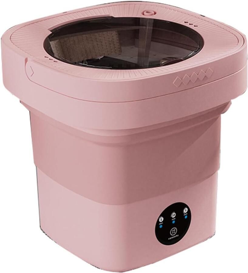 Opvouwbare Wasmachine Mini Wasmachine Reiswasmachine Ondergoed Wassen Blauw Licht Sterilisatie 8 Liter Capaciteit Roze