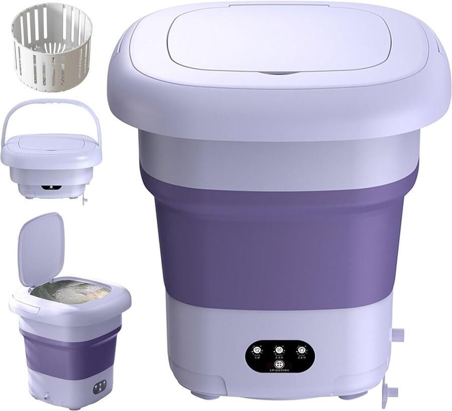 Opvouwbare wasmachine Mini wasser Kleine kleding wassen Met centrifugemand 9 liter capaciteit Wit