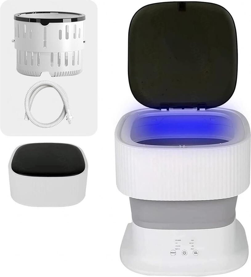 Opvouwbare Wasmachine Mini Wasser Kleine Was Met Centrifuge 9L Capaciteit Zilver