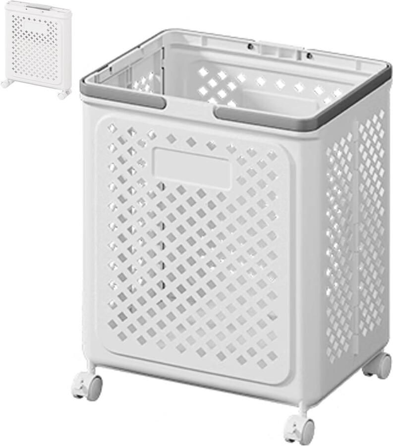 Opvouwbare wasmand Compacte mand Was organiseren Met 360 graden wielen 36 x 28 x 49 cm