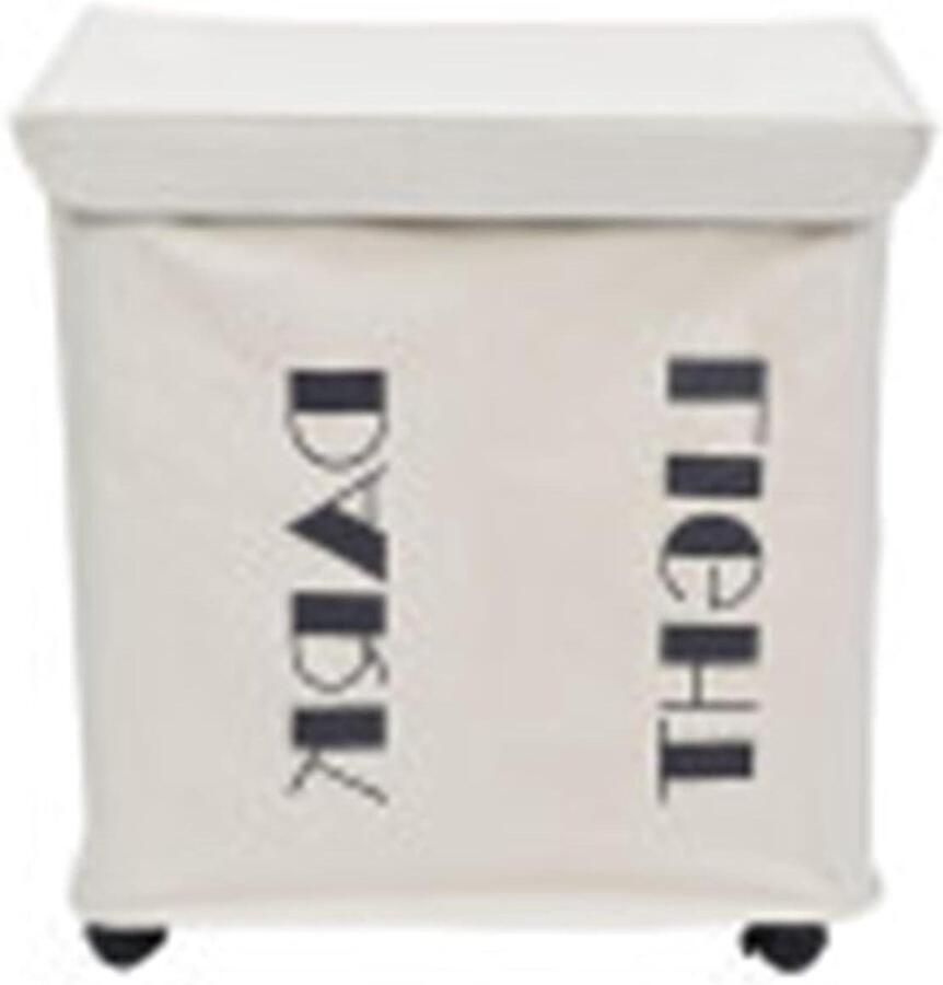 Opvouwbare wasmand Kleding opberger Kleding sorteren Met wielen 55 x 36 x 60 cm Wit