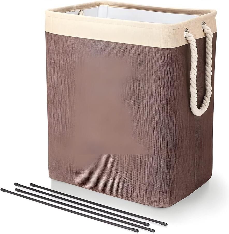Opvouwbare Wasmand Kledingmand Linnenmand Kleding Opbergen Met Handgrepen 65L Beige Bruin